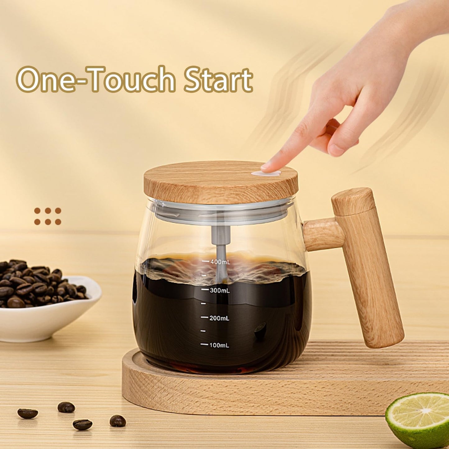 SatchStir Pro | Electric Self-Stirring Mug | Premium Quaility Borosilicate Glass Electric Cup